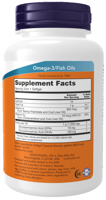 Cod Liver Oil Extra Strength 1000mg - NOW Foods®