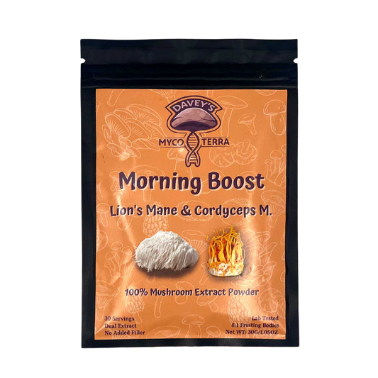 Morning Boost 100% Mushroom Extract Powder - Davey's MycoTerra